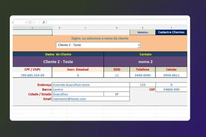 Melhor planilha de cadastro de clientes