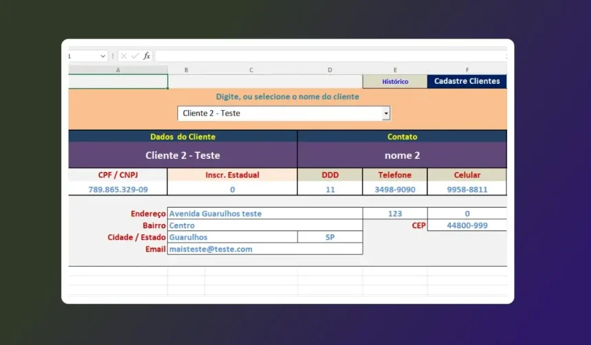 Melhor planilha de cadastro de clientes