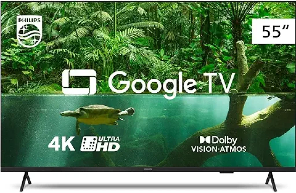 Smart TV Philips 55" 4K Google TV Comando de Voz